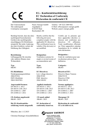 HK401 EC Deklaration
